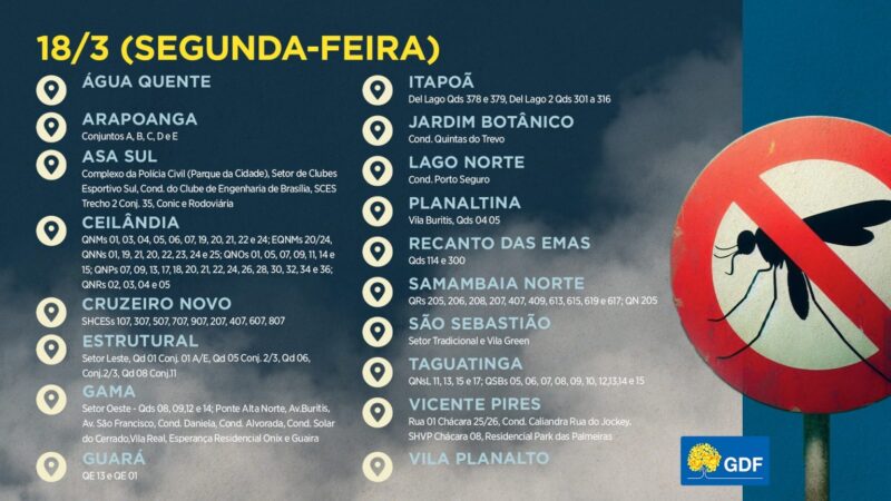 Veja a rota do fumacê desta segunda-feira (18)