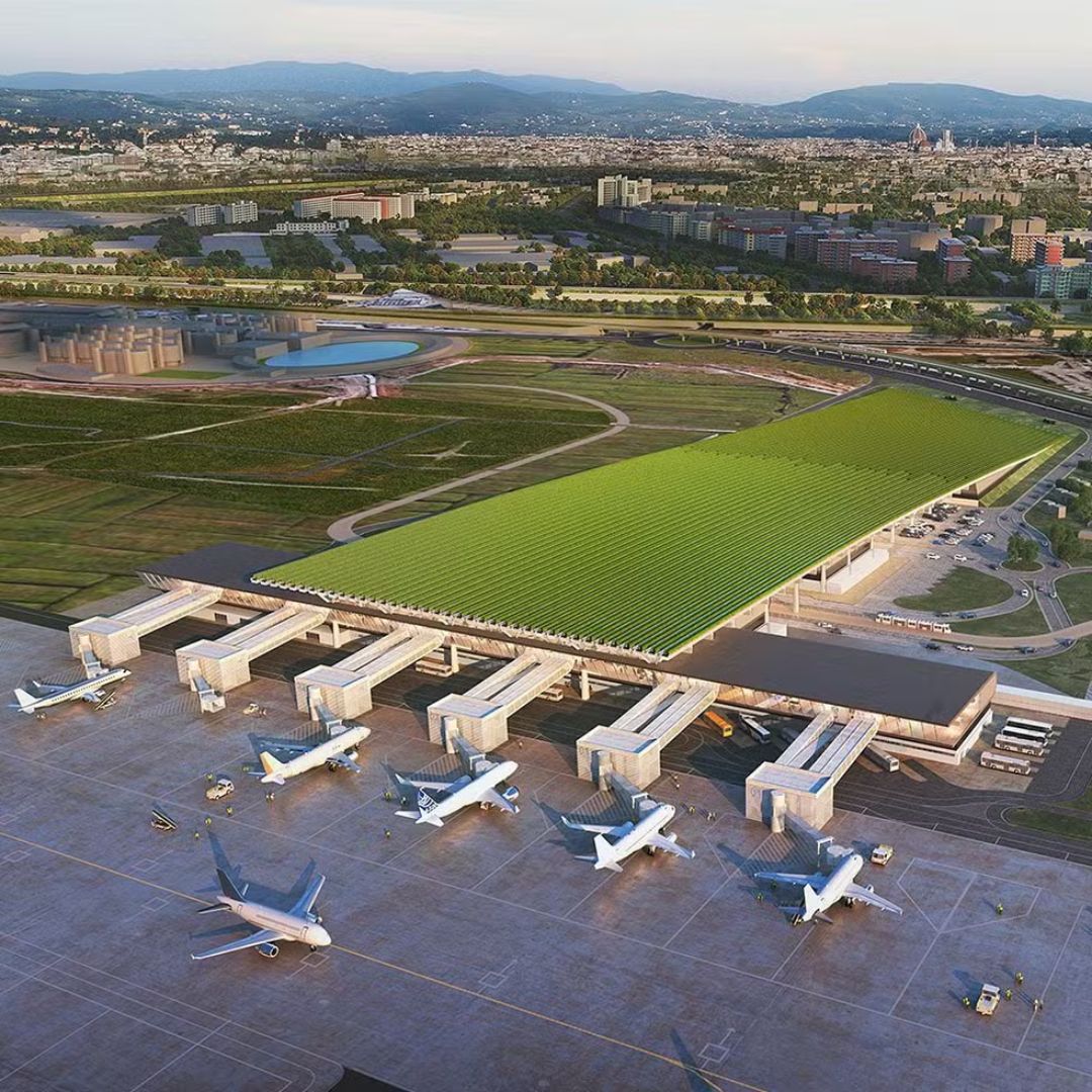Aeroporto de Florença terá vinhedo de 7,7 hectares no telhado