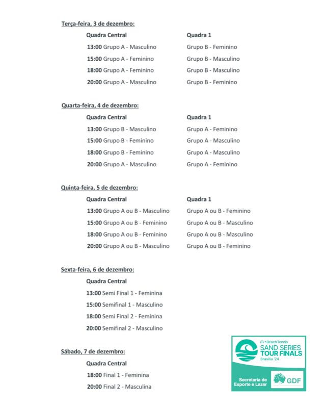 Entre os dias 3 e 7 de dezembro, a Arena BRB Nilson Nelson vai receber as melhores duplas de beach tennis do planeta!