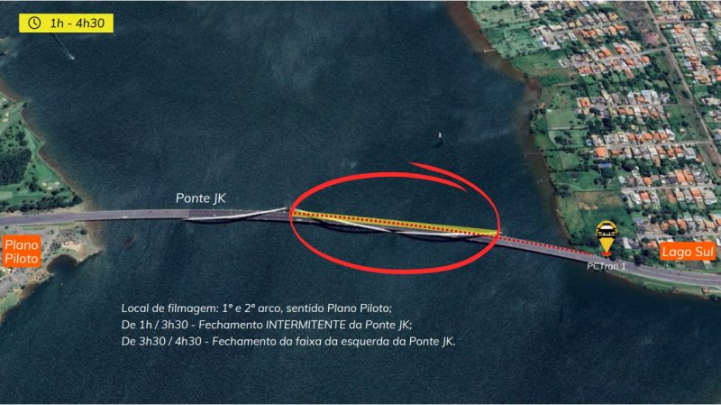 Prepare-se para alterações no trânsito da Ponte JK! Na madrugada desta terça-feira (1°/4), o Departamento de Trânsito do Distrito Federal (Detran-DF) realizará intervenções na via, sentido Plano Piloto, para a gravação do filme "A Menor Distância entre Dois Pontos".