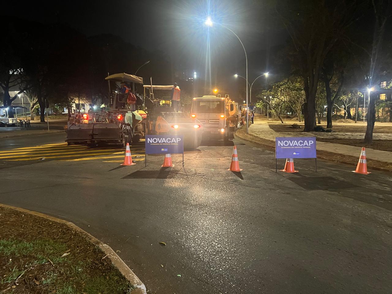 Novacap realiza obras noturnas para minimizar impacto no trânsito