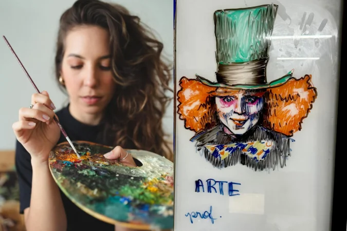 Professora de arte do DF viraliza com desenhos na lousa