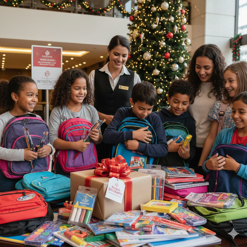 Natal Solidário Windsor Hoteis arrecada material escolar