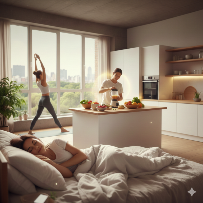 sono, alimentação e movimento.