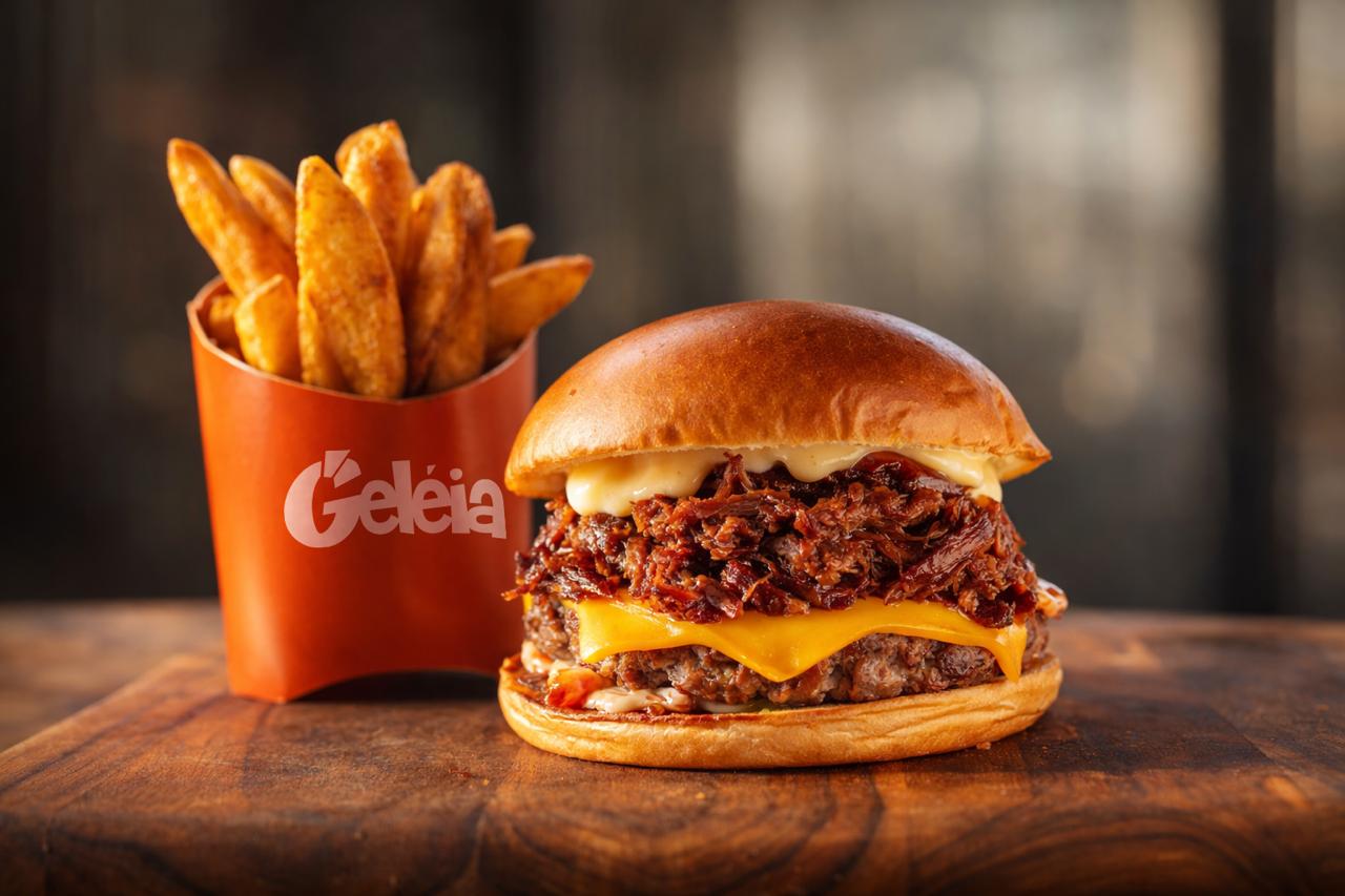 Hambúrguer de costela vira estrela em todo o cardápio do Geléia