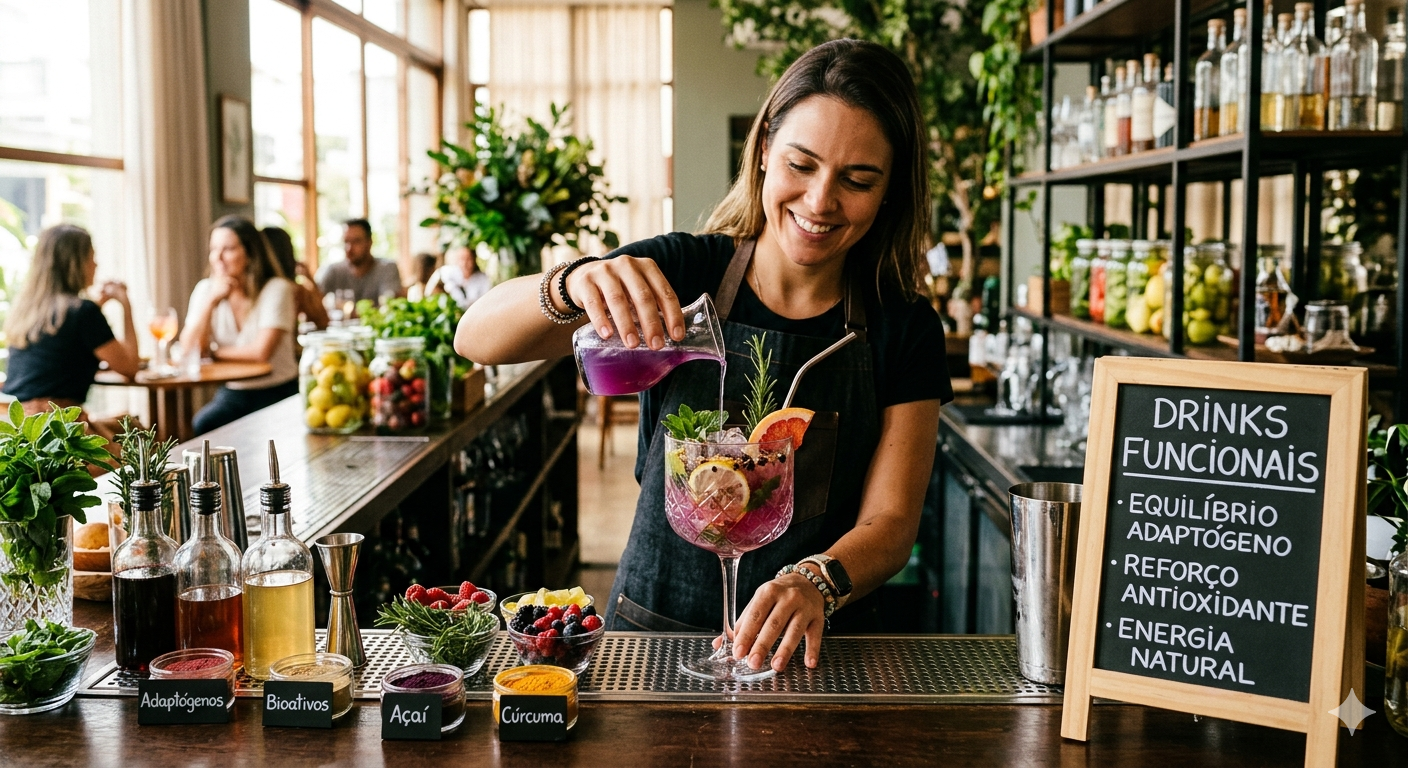 Drinks funcionais ganham espaço em cardápios focados em saúde