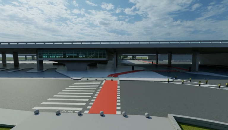 Projeção mostra área com pista demarcada e o percurso delineado na Rodoviária do Plano Piloto | Foto: Divulgação/Semob-DF